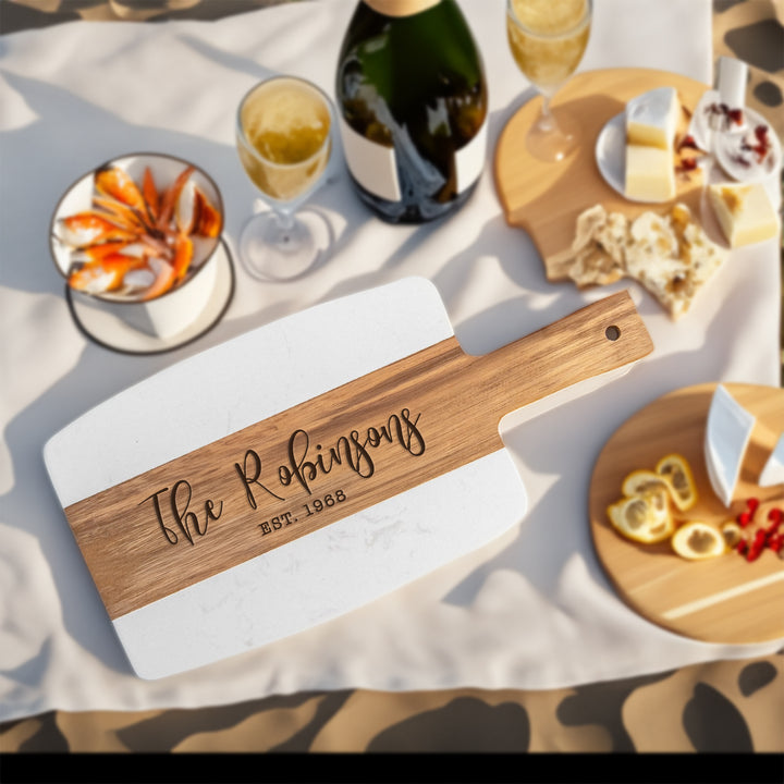 Personalized Marble Wood Cutting Board for Housewarming Party