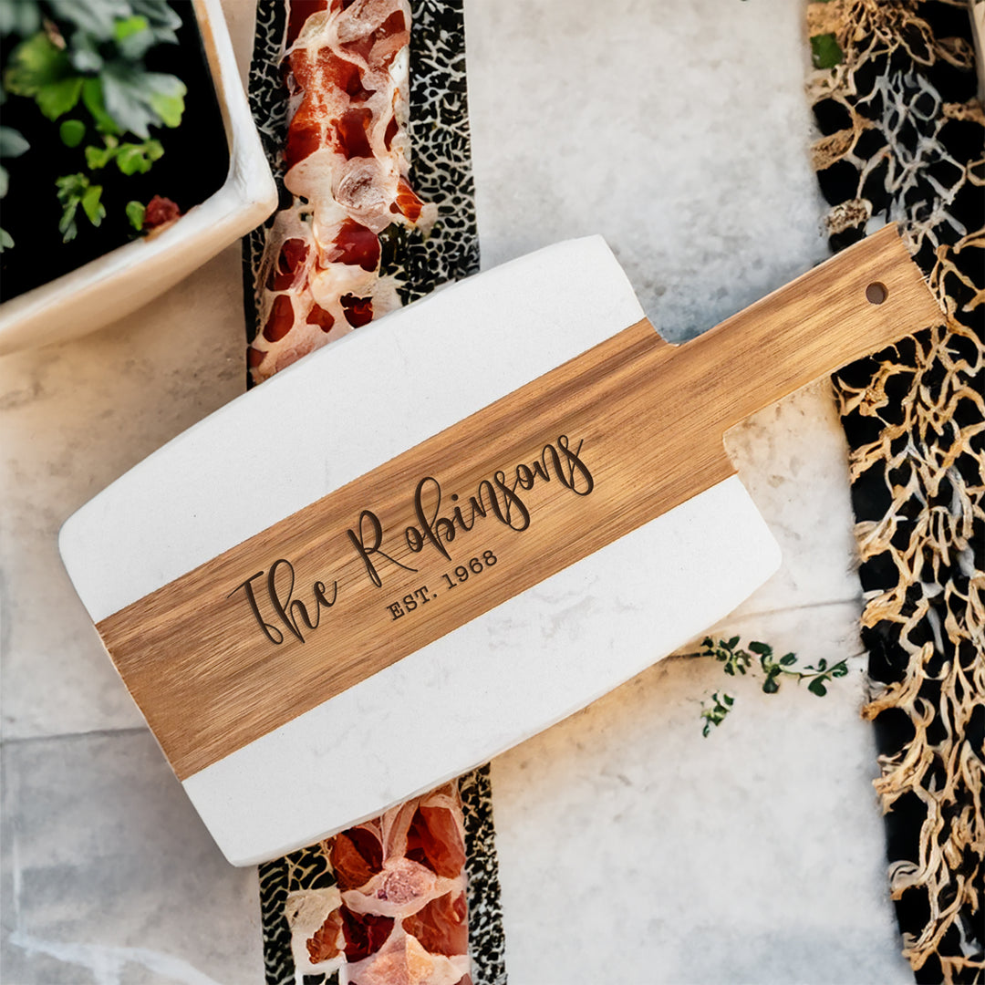 Personalized Marble Wood Cutting Board for Housewarming Party