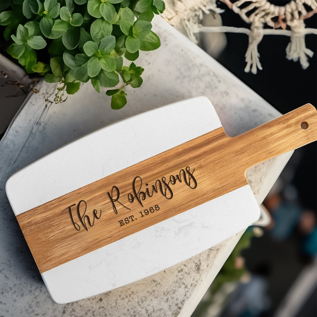 Personalized Marble Wood Cutting Board for Housewarming Party