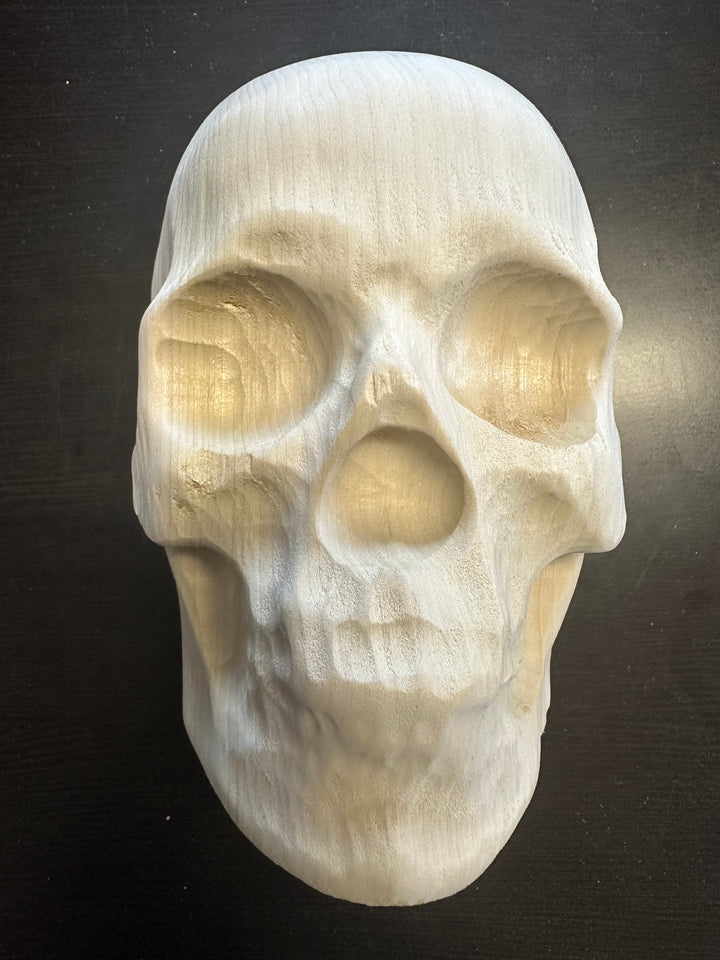 Solid Wood Carved Skull