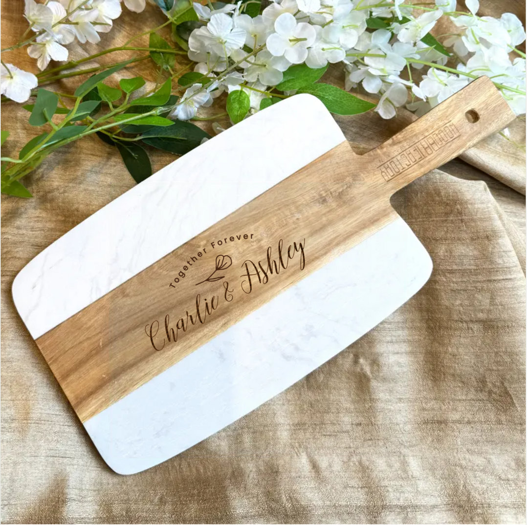 Custom Engraved Chopping Board Engagement Gift Couple