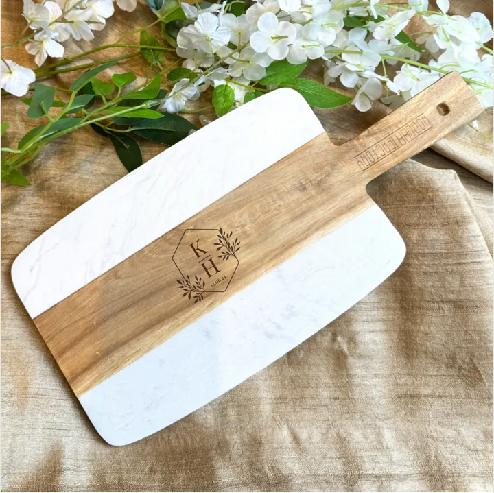 Personalized Monogrammed Charcuterie Board Gift for Couple