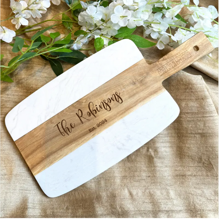 Personalized Marble Wood Cutting Board for Housewarming Party