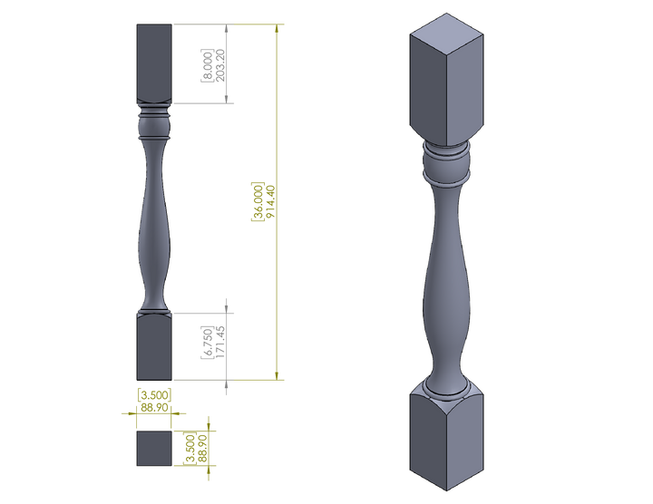 36" Curvy Style Leg