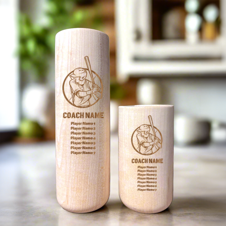 Personalized Baseball Bat Beer Mug - Custom Coach and Player Names