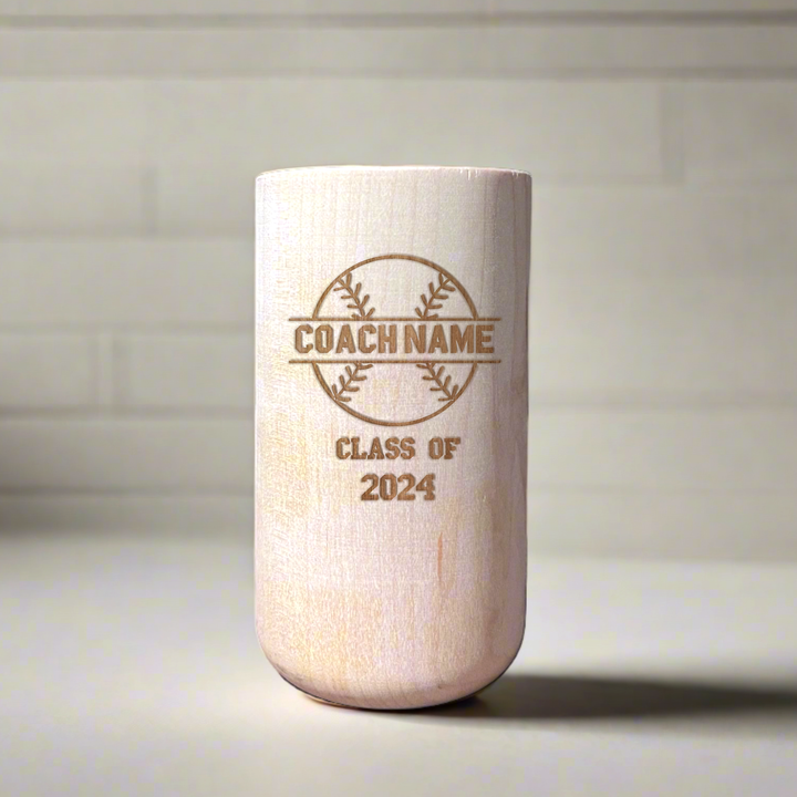 Personalized Wooden Bat Mug for Baseball Enthusiast with Coach Name