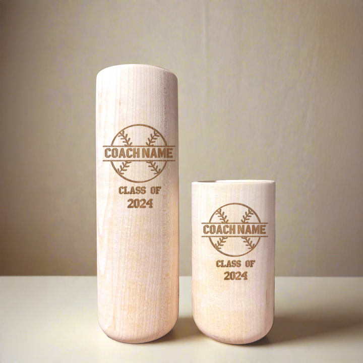 Personalized Wooden Bat Mug for Baseball Enthusiast with Coach Name