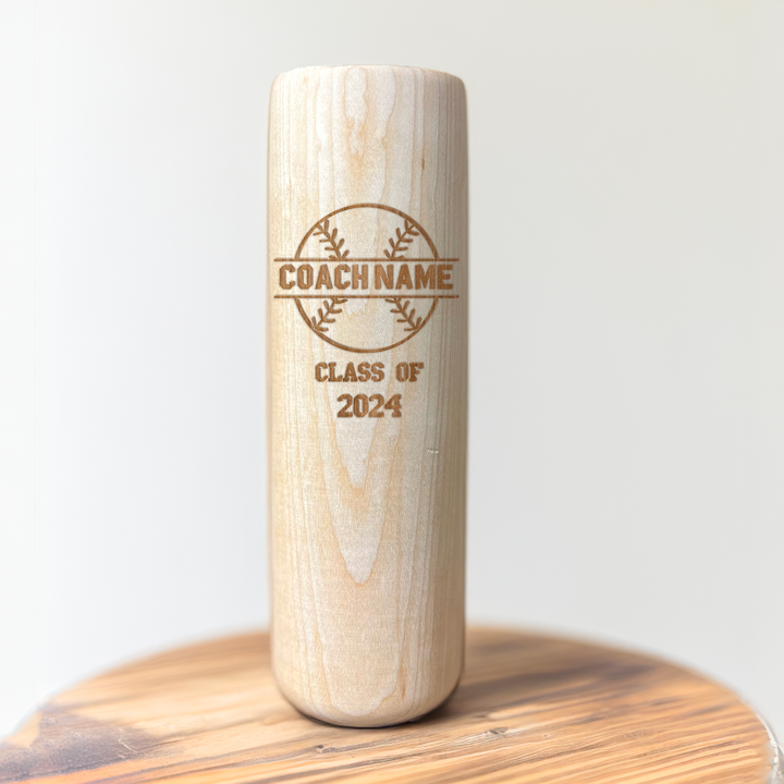 Personalized Wooden Bat Mug for Baseball Enthusiast with Coach Name