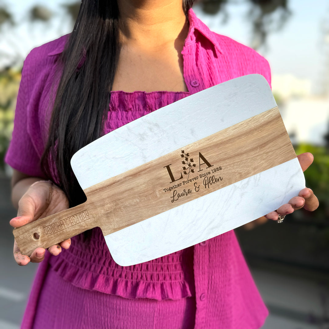 Personalized Engraved CheeseBoard Engagement Gift for the Couple