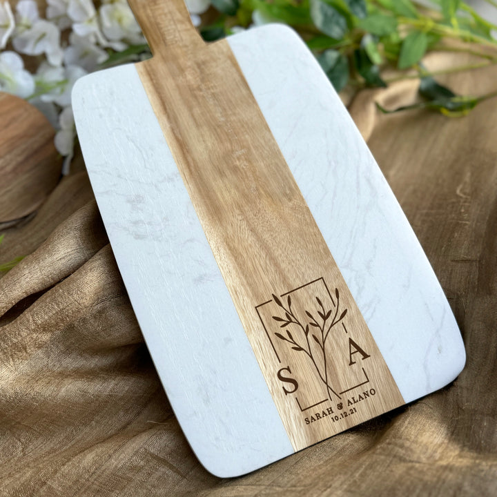 Personalized Monogrammed Cheese Board Engagement Gift