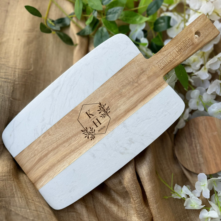 Personalized Monogrammed Charcuterie Board Gift for Couple