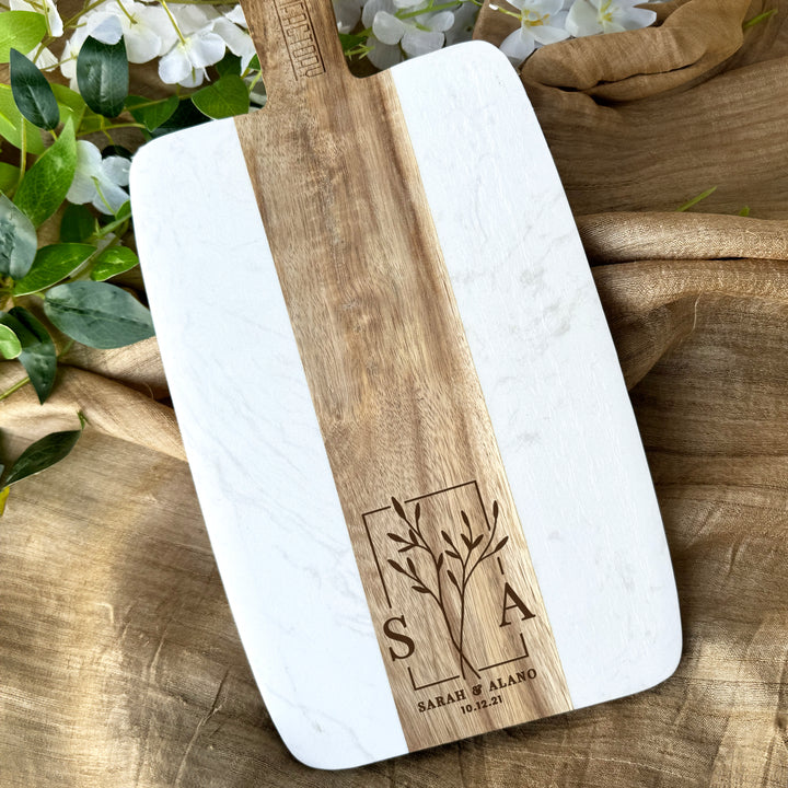 Personalized Monogrammed Cheese Board Engagement Gift