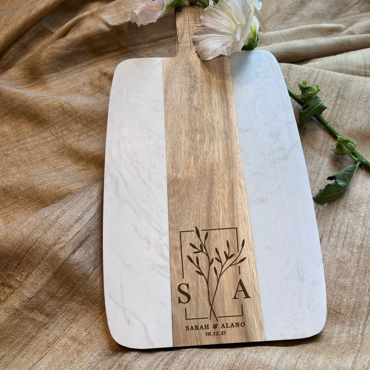 Personalized Monogrammed Cheese Board Engagement Gift