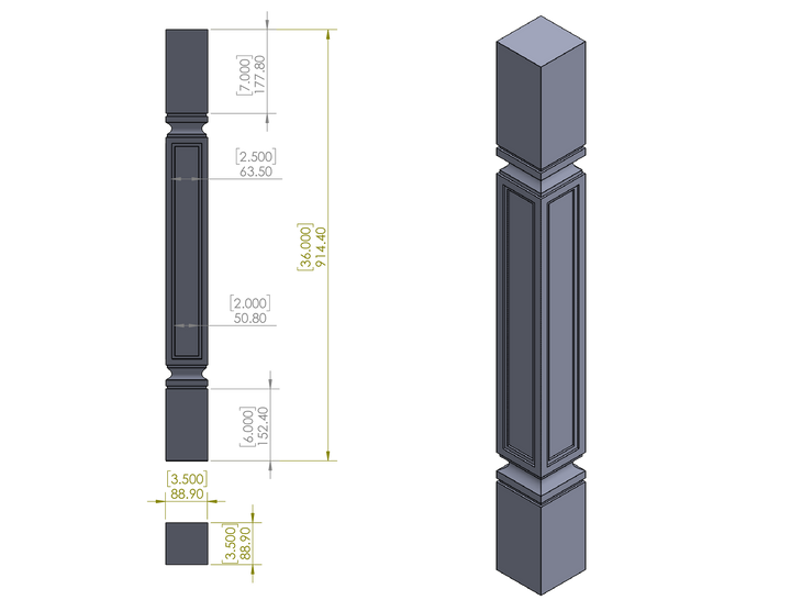 36" Mission Style Leg