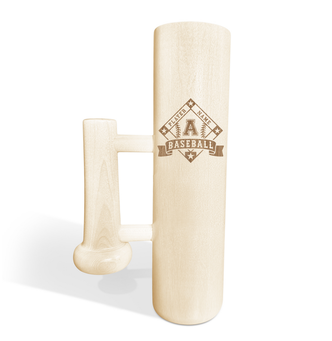 Personalized Baseball Bat Beer Mug with Handle - Player Name and Initial