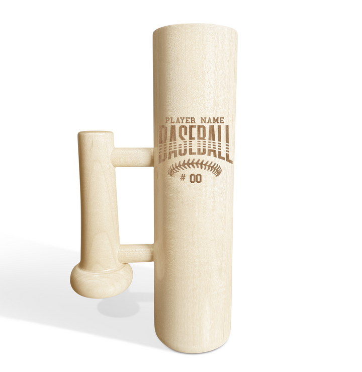 Personalized Baseball Bat Beer Mug with Handle - Player Name and Number