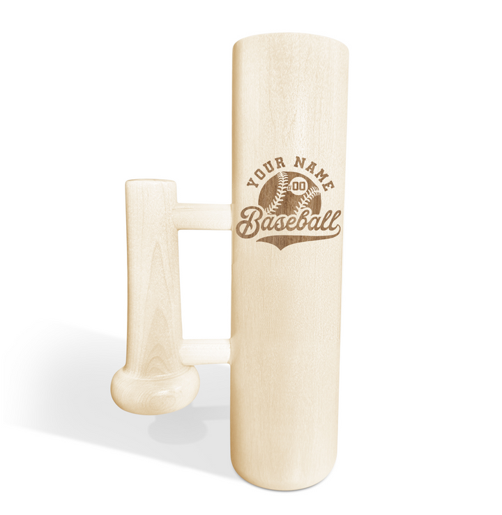 Personalized Baseball Bat Beer Mug with Handle - Player Name & Number