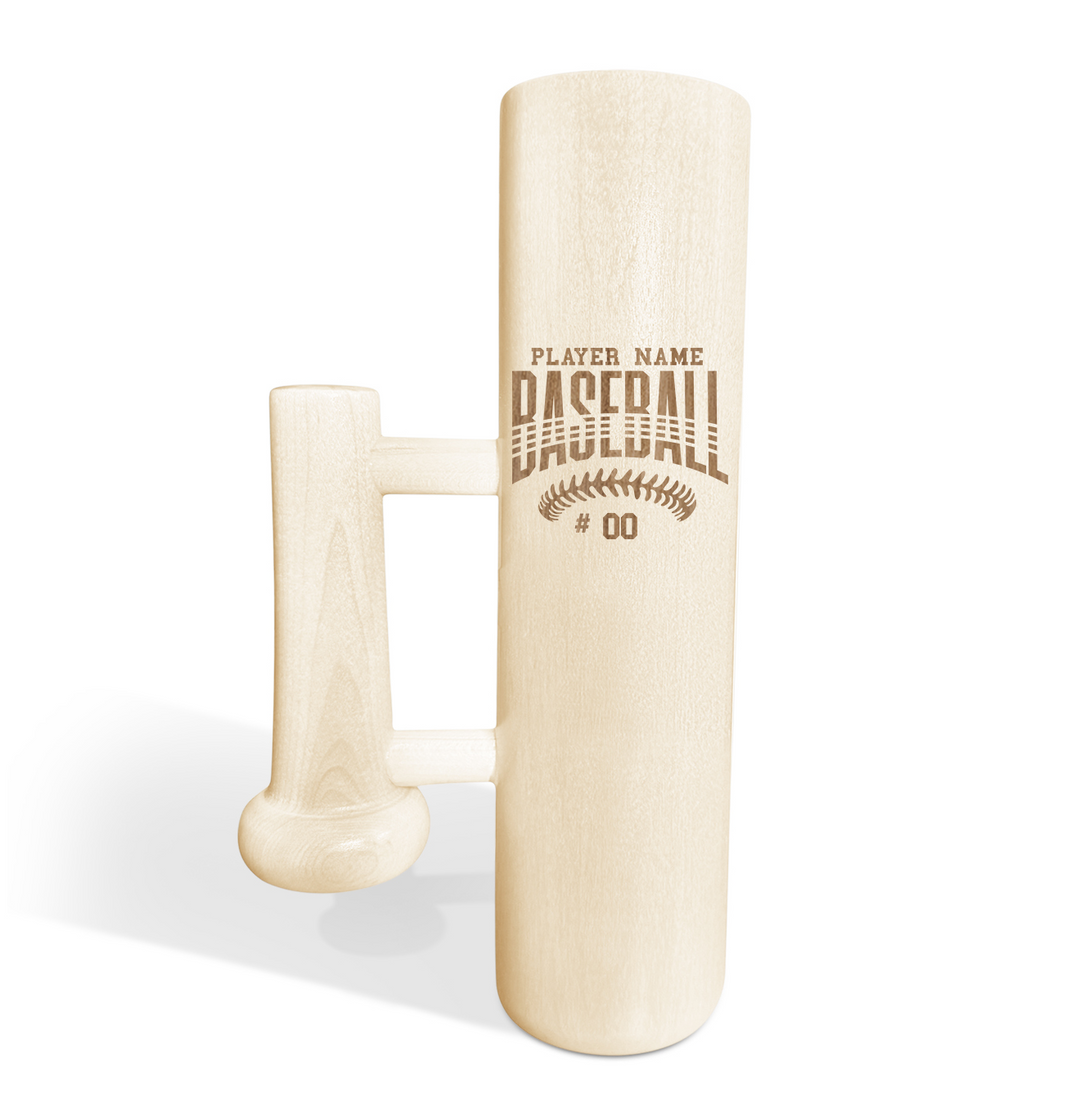 Personalized Baseball Bat Beer Mug with Handle - Player Name and Number