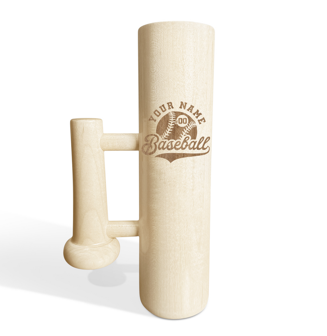 Personalized Baseball Bat Beer Mug with Handle - Player Name & Number