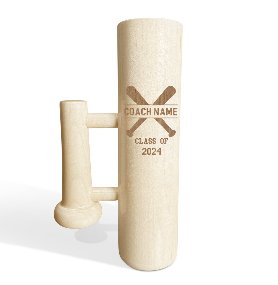 Personalized Coach Name Baseball Bat Beer Mug with Handle