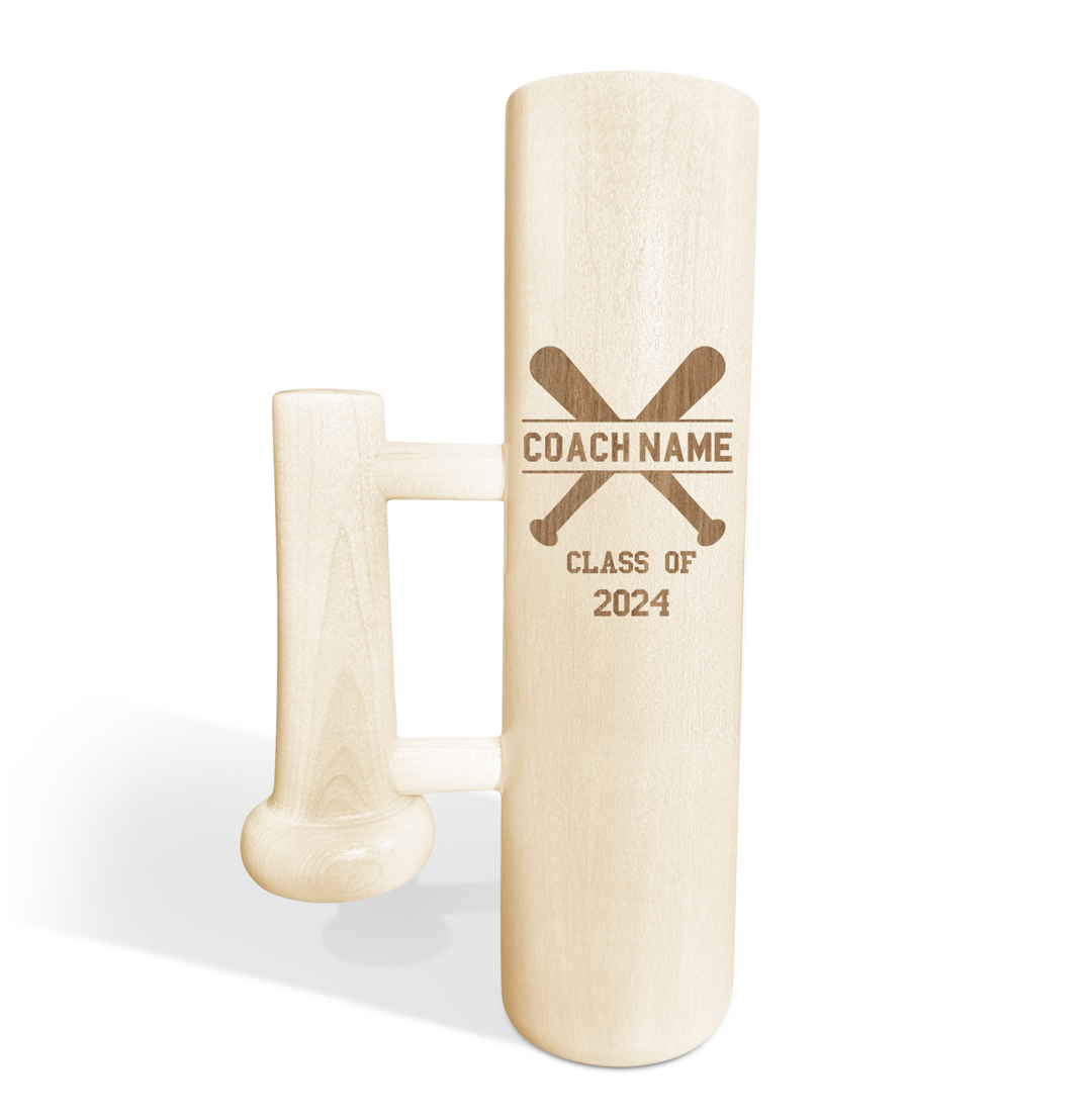 Personalized Coach Name Baseball Bat Beer Mug with Handle