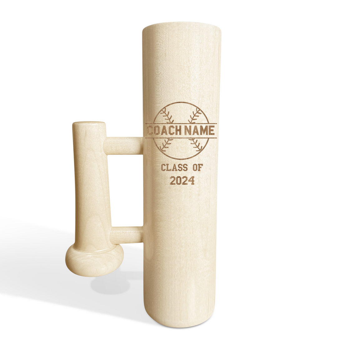 Personalized Baseball Bat Beer Mug with Handle - Coach Name