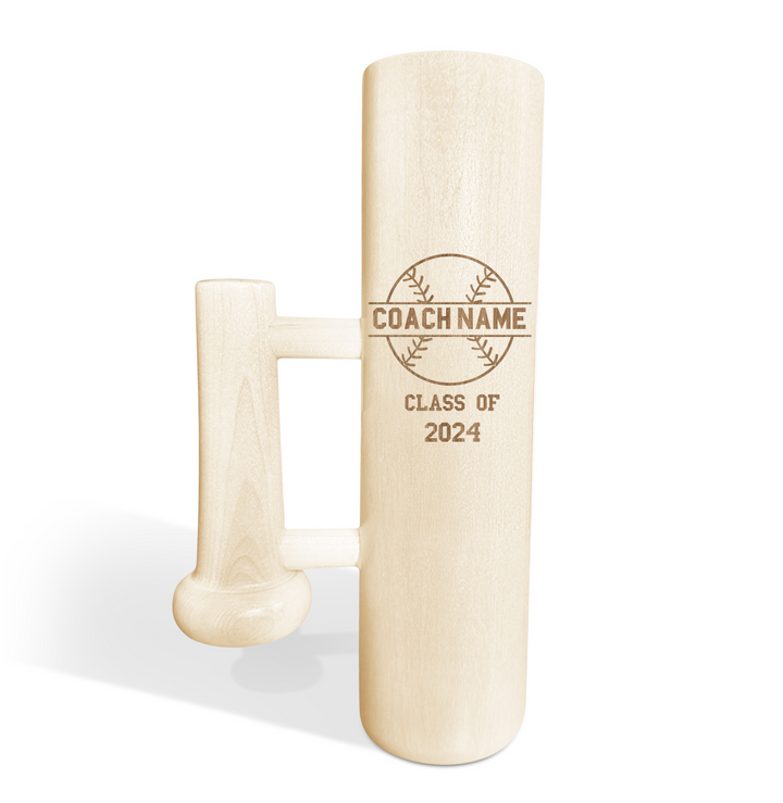 Personalized Baseball Bat Beer Mug with Handle - Coach Name