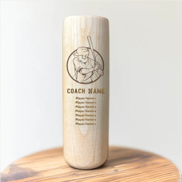 Personalized Baseball Bat Beer Mug - Custom Coach and Player Names