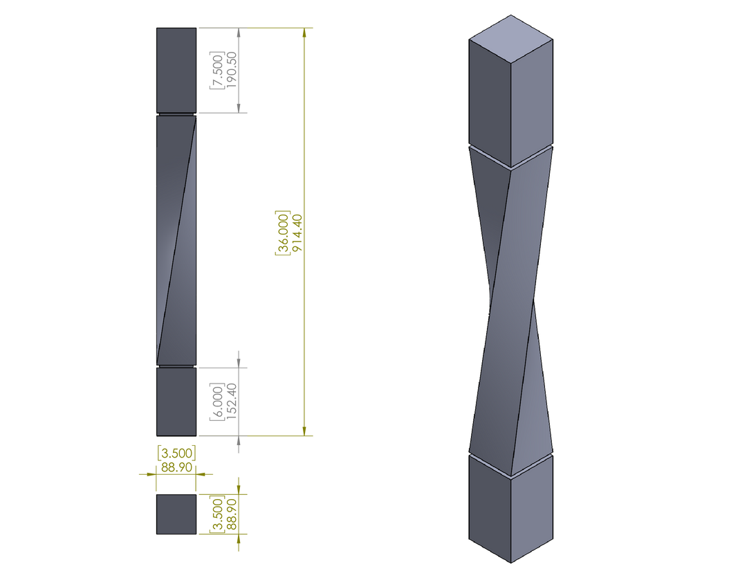 36" Twist Style Leg Right