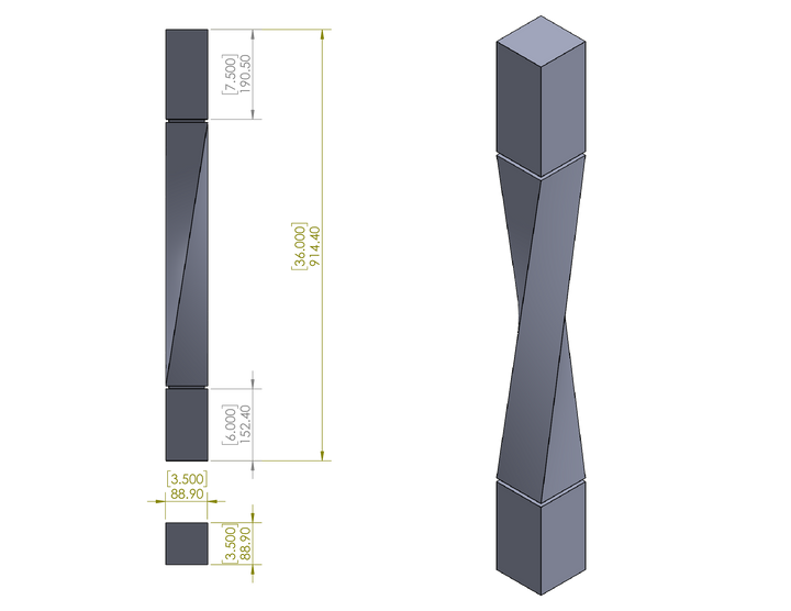 36" Twist Style Leg Right