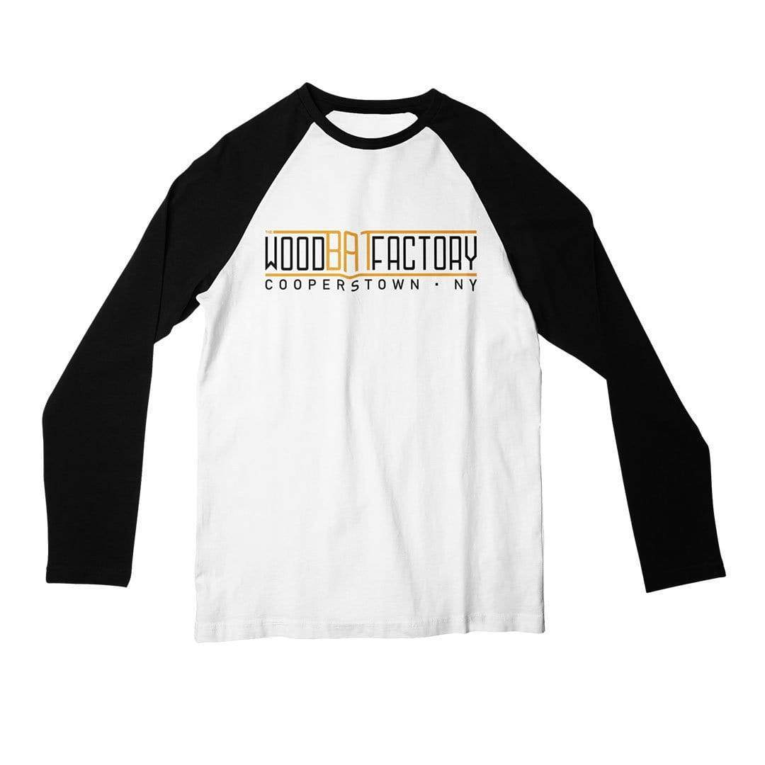 The Wood Bat Factory Womans - Juniors Raglan Black/White Logo Tee